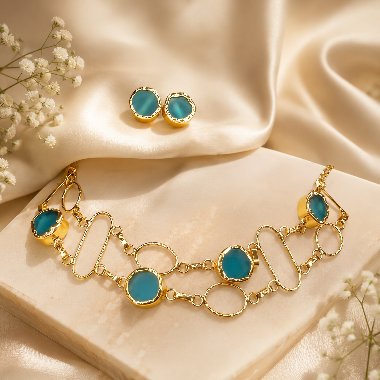 Double Layer Raw Stone Choker