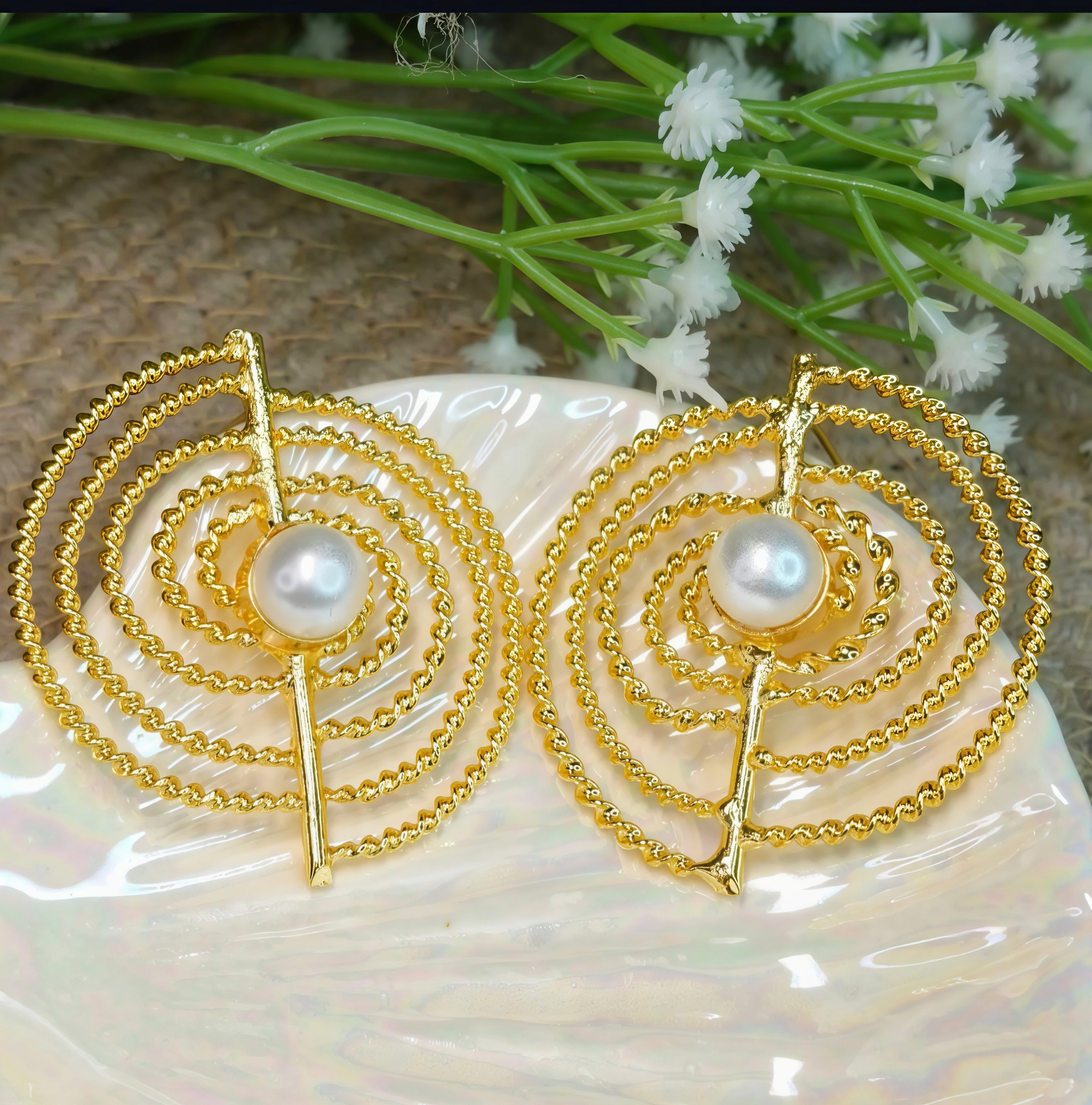 Golden Textured Earrings