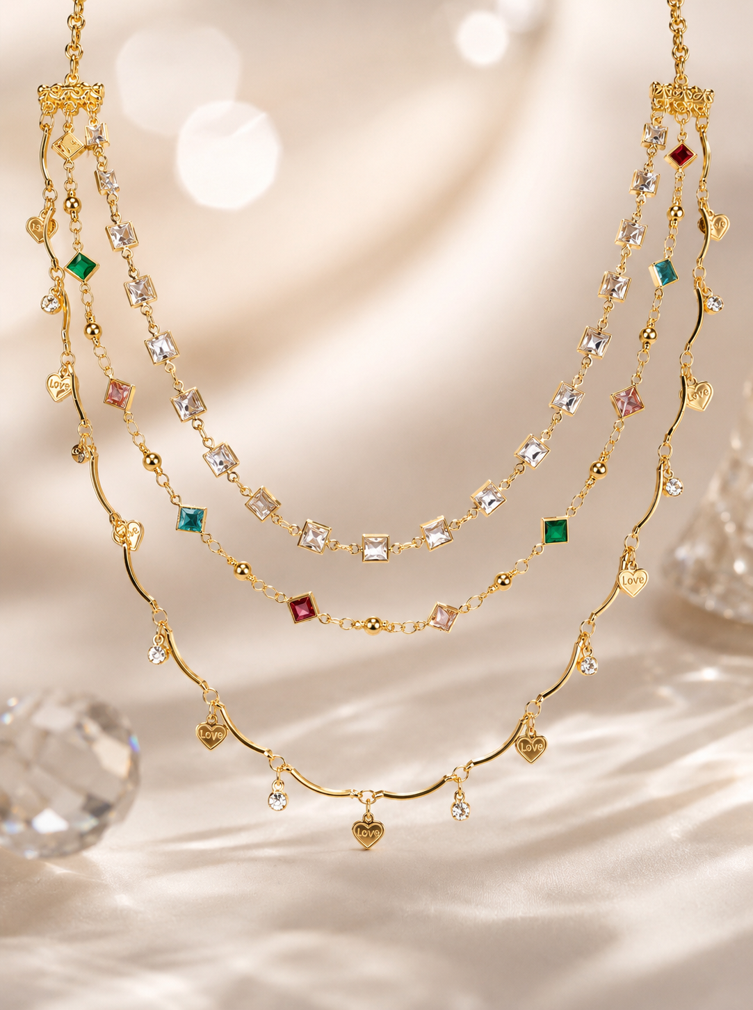 3 Layer Multi-Stone Neckpiece