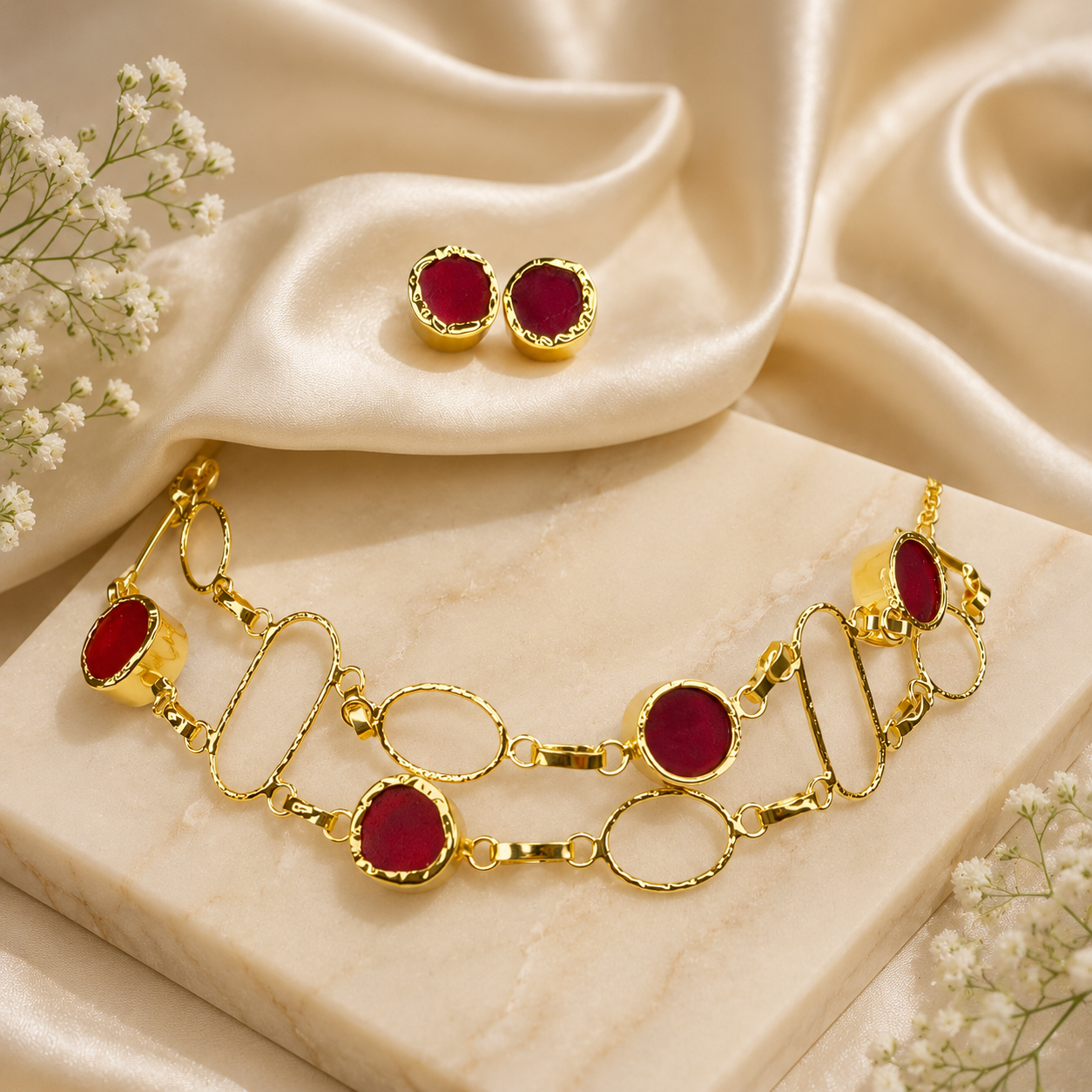 Double Layer Raw Stone Choker