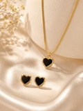 Anti Tarnish Heart Pendant Chain & Earrings