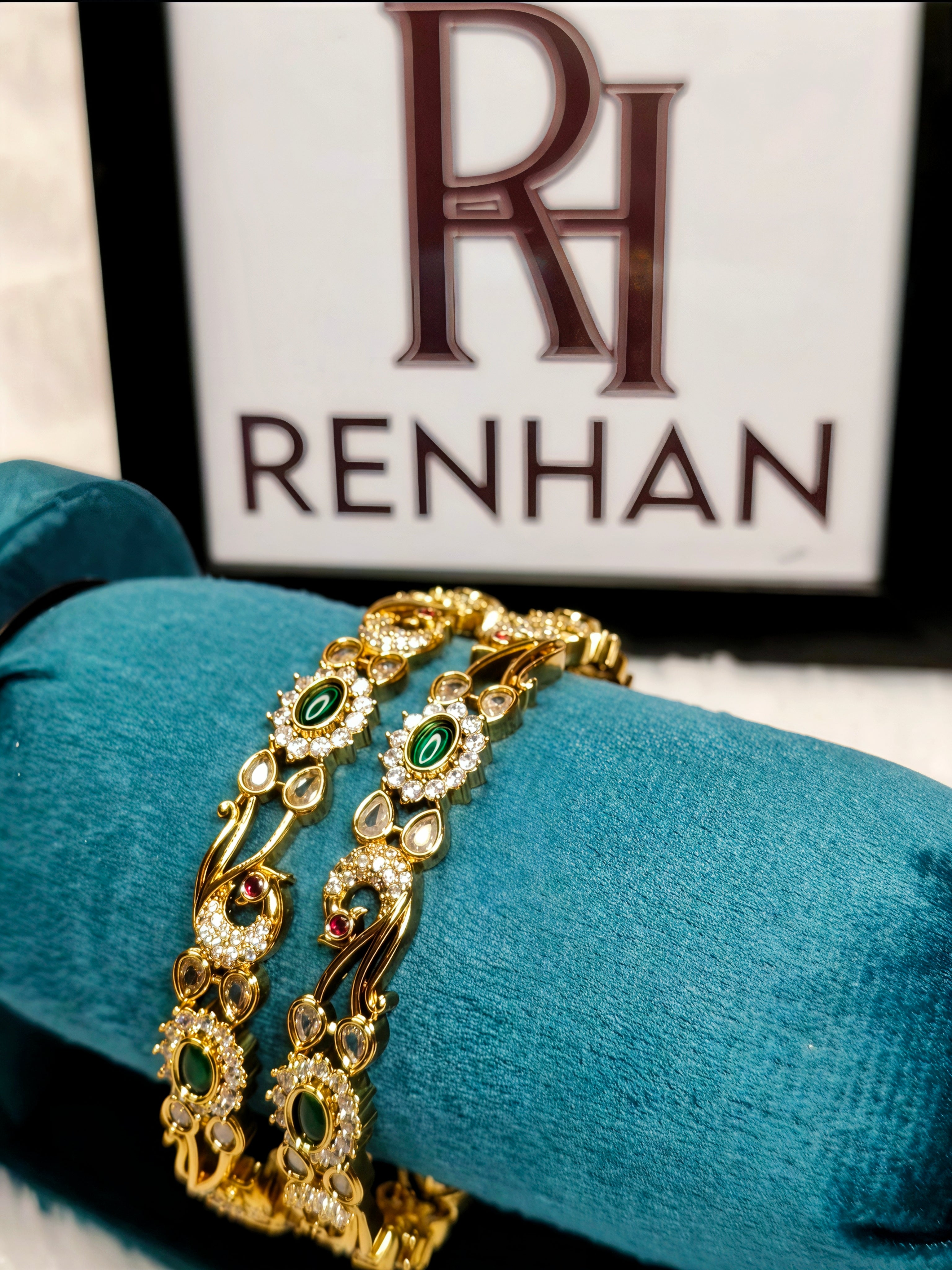 Antique Peacock Bangles (Set of 2)